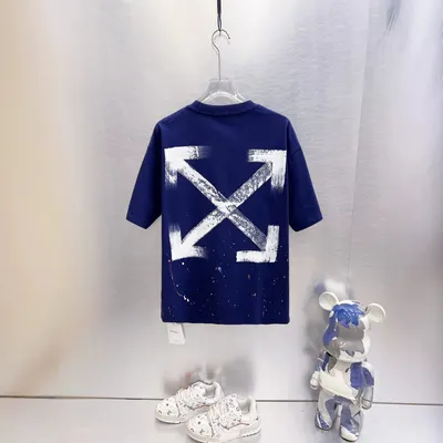 Off White Arrows Navy Blue Graphic T-Shirt