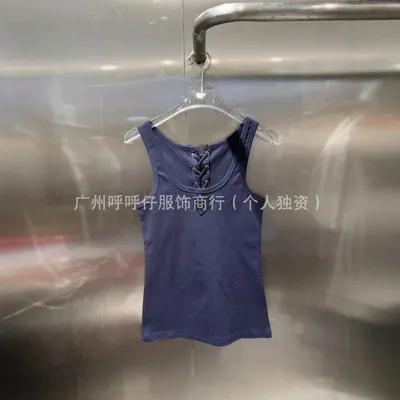 Cotton Sleeveless Top Navy Blue Casual Tank Top