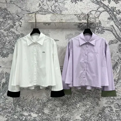 GPO Long Sleeve White And Purple Oversized Shirt