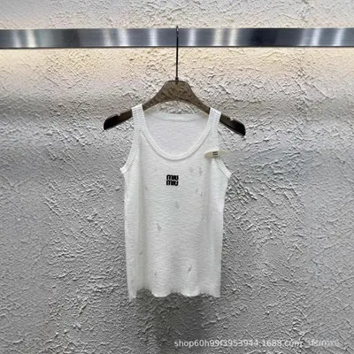 Miu Miu White Knit Tank Top