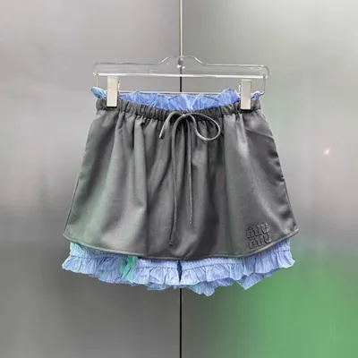 Miu Miu Gray Layered Ruffle Skirt