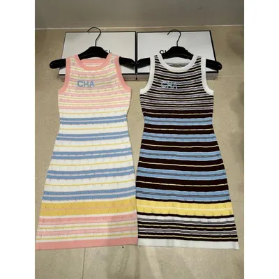 Chanel Knit Striped Dress Multicolor Casual