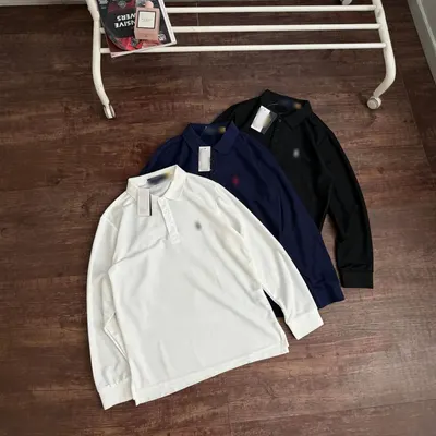 Basic Long Sleeve Polo White Casual Shirt
