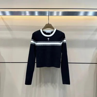 CD Long Sleeve Black Cropped Sweater