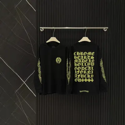 Chrome Hearts Long Sleeve Black Gothic T-Shirt