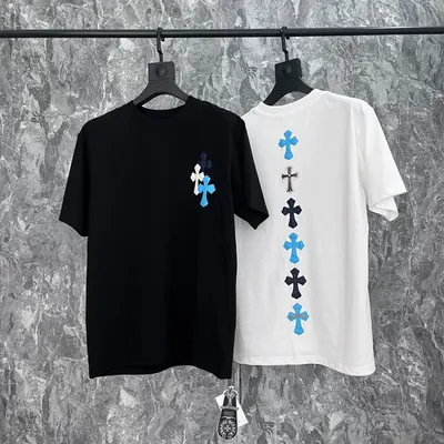 Cross Design T-Shirt Black And White Casual