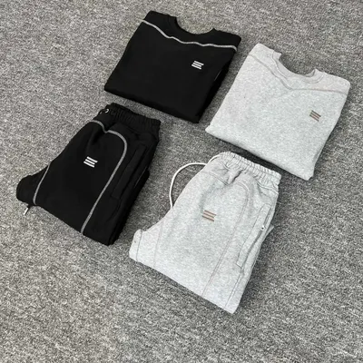 Unisex Sweatshirt Set Black And Gray Casual Wear