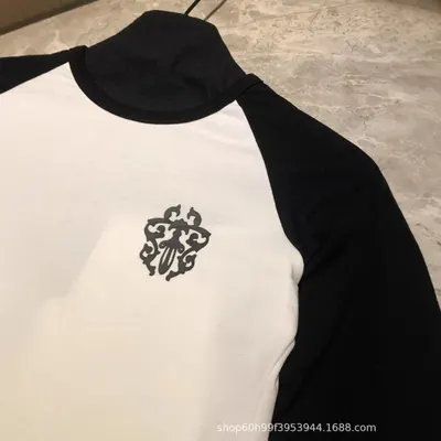 Unisex Raglan Black White Casual T-Shirt