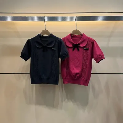 Knit Collar Top Black Casual
