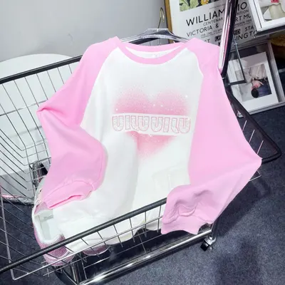 Unisex Pink White Long Sleeve Sweatshirt