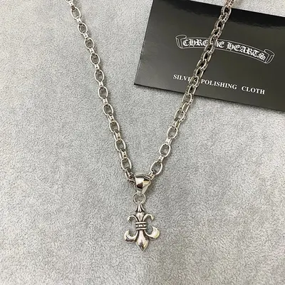 Chronic Hearts Silver Fleur De Lis Pendant Necklace