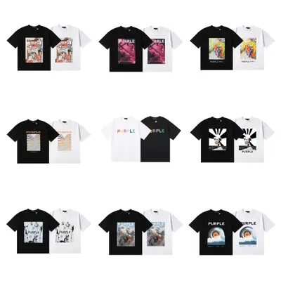 Purple Label Graphic T-Shirt Black White Casual