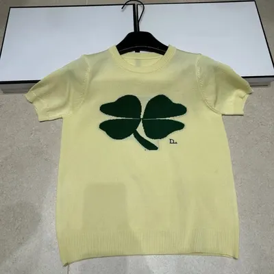 Dior Knit T-Shirt Yellow Casual Top