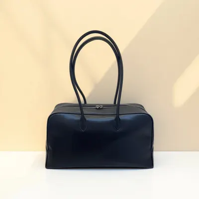 Leather Tote Bag Black Classic Style