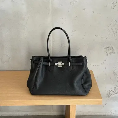 Black Leather Tote Bag Classic Style