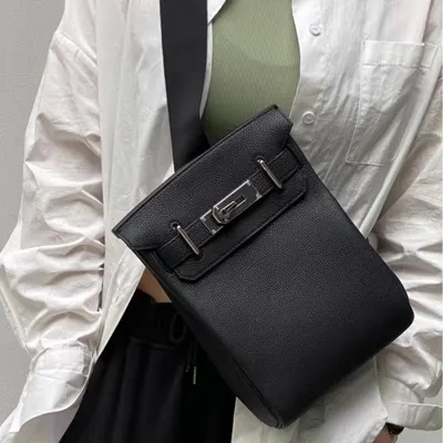 Black Leather Crossbody Bag Classic Style