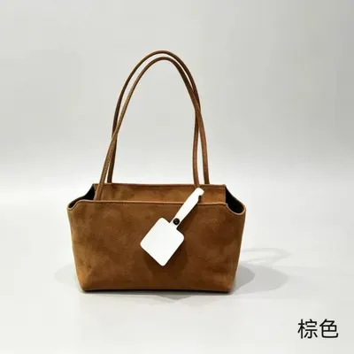 Suede Tote Bag Brown Casual Handbag