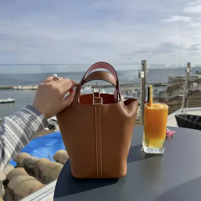 Leather Bucket Bag Brown Minimalist Tote