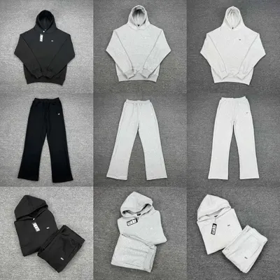 BOM Hoodie Set Black Casual Tracksuit