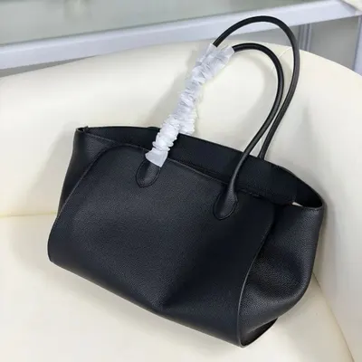 Leather Tote Bag Black Minimalist Style