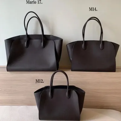 Marlo 17 Black Leather Tote Bag