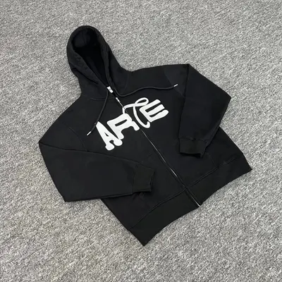 Arte Zip Up Black Hoodie