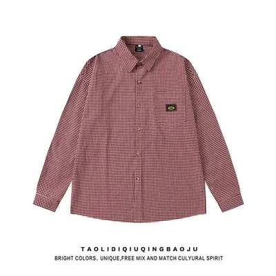 Checkered Long Sleeve Red Casual Shirt