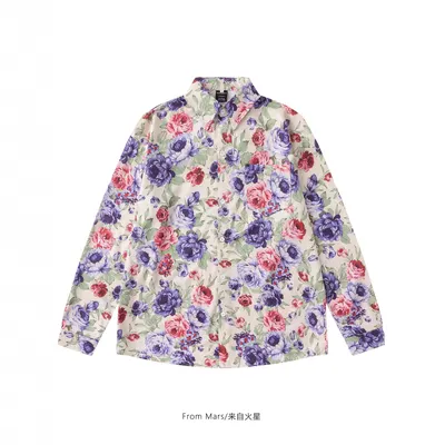 From Mars Floral Print Beige Casual Shirt