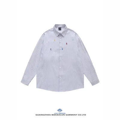 Jue Aaron Striped Blue White Long Sleeve Shirt