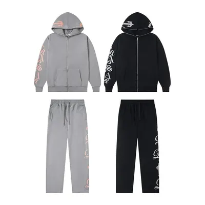 Unisex Hoodie Set Gray Black Casual Sportswear