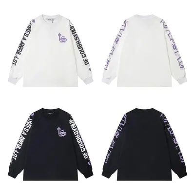 Unisex Long Sleeve White And Black Graphic T-Shirt