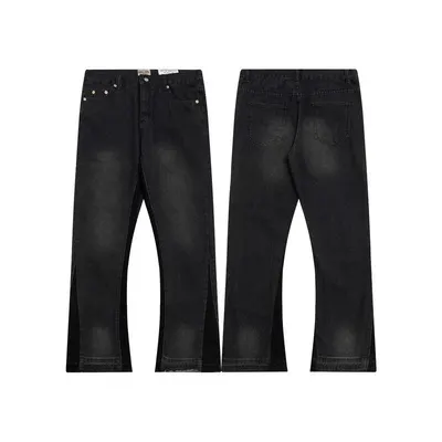 Black Flared Denim Pants Casual Style