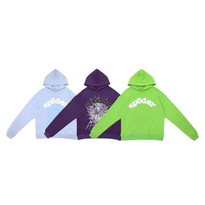 Sp5der Hoodie Light Blue Casual Sweatshirt