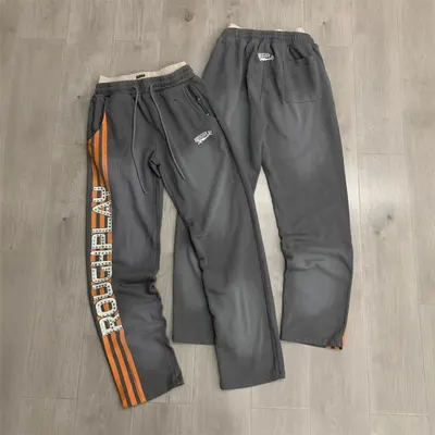 Roughplay Gray Track Pants With Orange Stripe