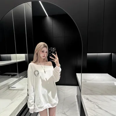 Off Shoulder White Long Sleeve T-Shirt