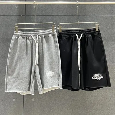 Unisex Cotton Shorts Gray And Black Casual Style