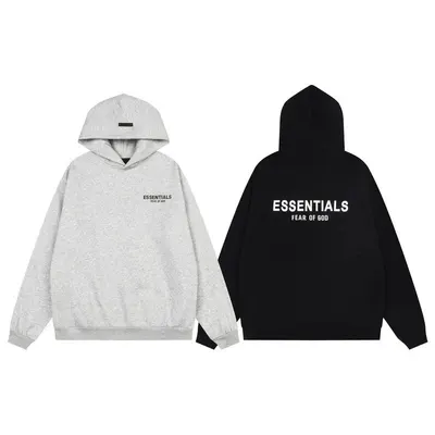 Fear Of God Essentials Gray Black Oversized Hoodie