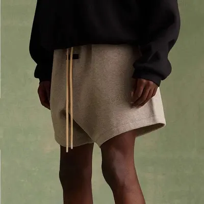 Essentials Oversized Beige Asymmetric Shorts