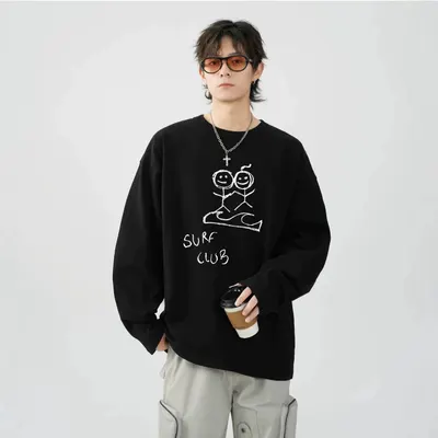 Black Surf Club Print Long Sleeve T-Shirt