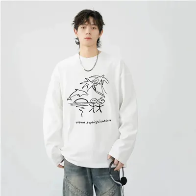 Urban Sophistication Long Sleeve White Casual T-Shirt