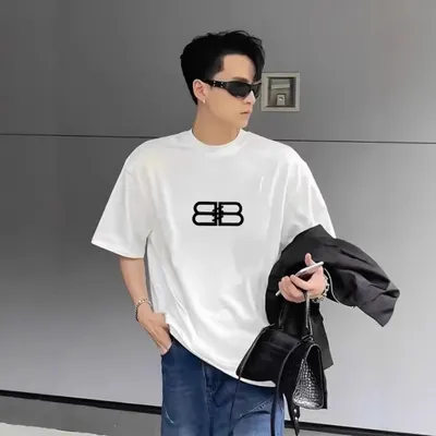 Unisex White T-Shirt With BB Logo Casual Style
