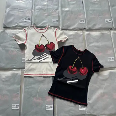 Cherry Print T-Shirt White Casual