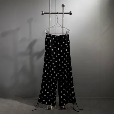 Black Printed Wide Leg Pants Casual