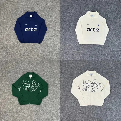 Arte Knit Zip-Up Navy Casual Sweater