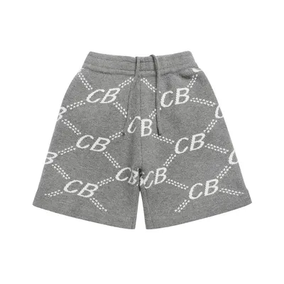 CB Logo Gray Patterned Sweat Shorts