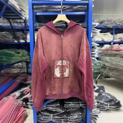 Unisex Zip Hoodie Burgundy Graphic Sweatshirt
