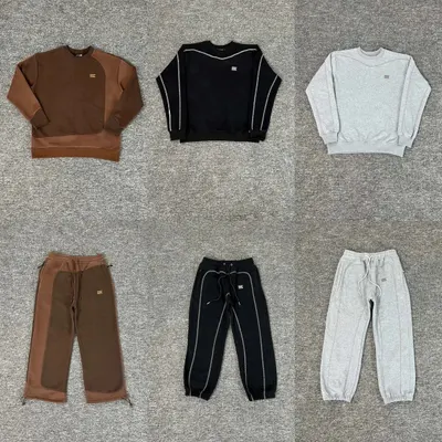 Unisex Sweatshirt Set Brown Black Gray Casual