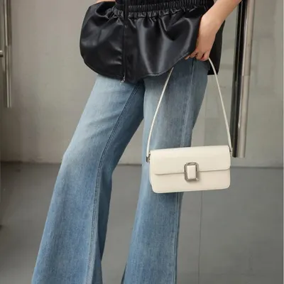 Minimalist White Leather Shoulder Bag