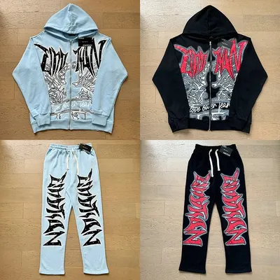 Emotion Zip Hoodie Light Blue Casual Sweatshirt