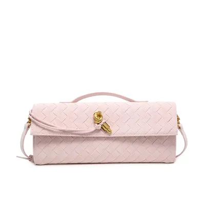 Bottega Veneta Intrecciato Pink Leather Clutch Bag